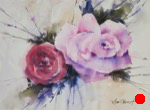 still life, floral, flower, rose, duet, original watercolor painting, oberst